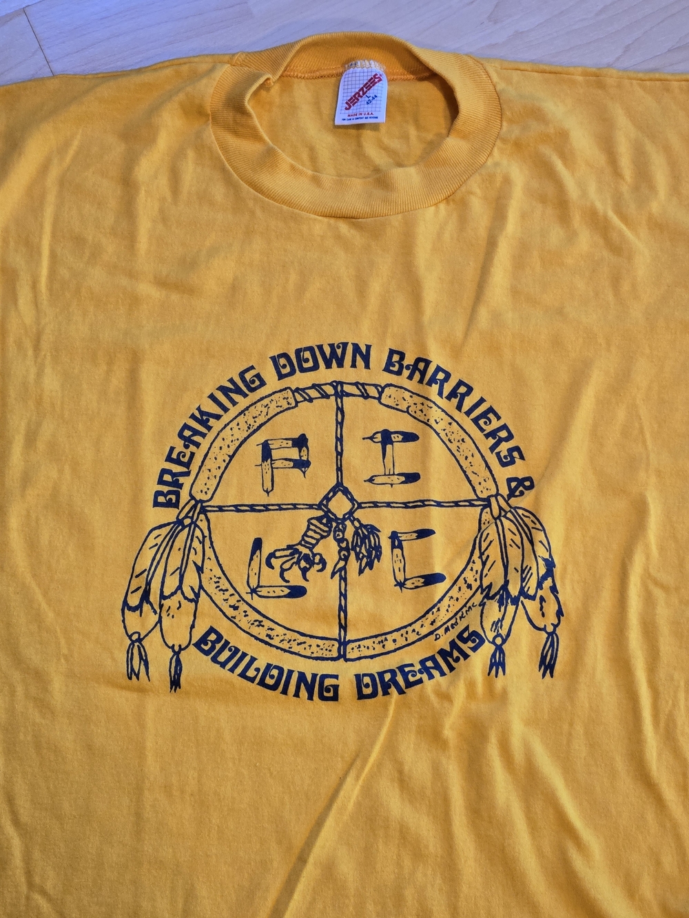 Vintage Jerzees 90s Breaking Down Barriers & Building Dreams Native T Shirt